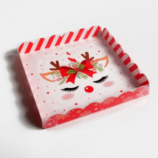 Коробка для кондитерских изделий с PVC крышкой Happy, 21 × 21 × 3 см