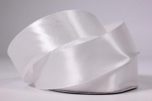 Лента атласная 1,2 см белая 001