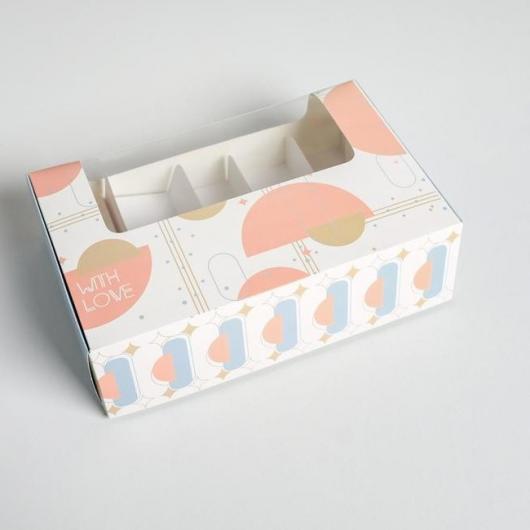 Коробка для эклеров с вкладышами - 5 шт With love, 25,2 х 15 х 7 см