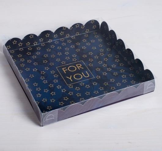 Коробка для кондитерских изделий с PVC-крышкой «For you», 21 × 21 × 3 см