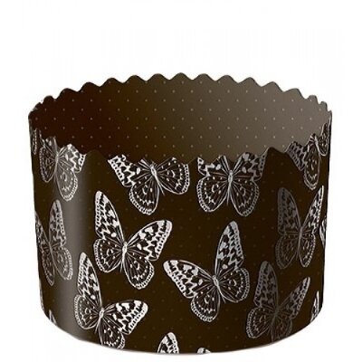 Форма бумажная для кулича БАБОЧКИ d134xh100мм 