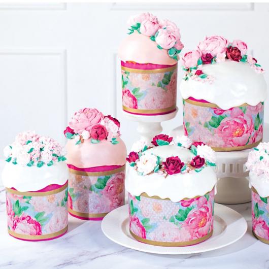 Форма бумажная для кулича d70, h85мм ПИОНЫ 150г