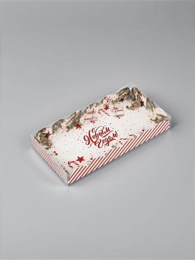 Коробка для кондитерских изделий с PVC-крышкой «С Новым годом!», 21×10,5х3 см