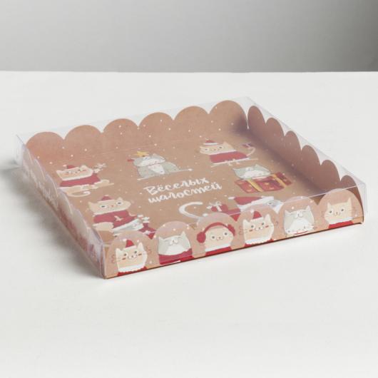 Коробка для кондитерских изделий с PVC крышкой «Весёлых шалостей», 21 × 21 × 3 см